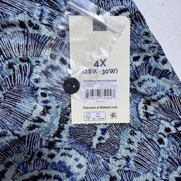 Terra & Sky Blue Depths Women's Plus‎ Conv  Off the Shoulder Blouse Size 4X NWT - Picture 6 of 10